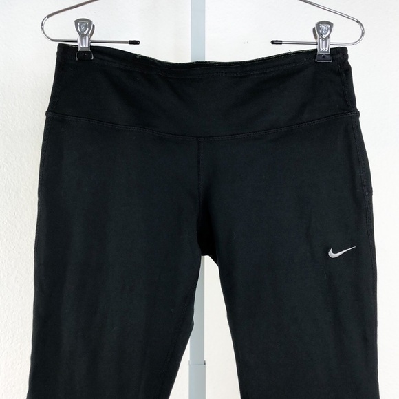 Nike Black Dri Fit Running Cropped Leggings Tights - Picture 2 of 11